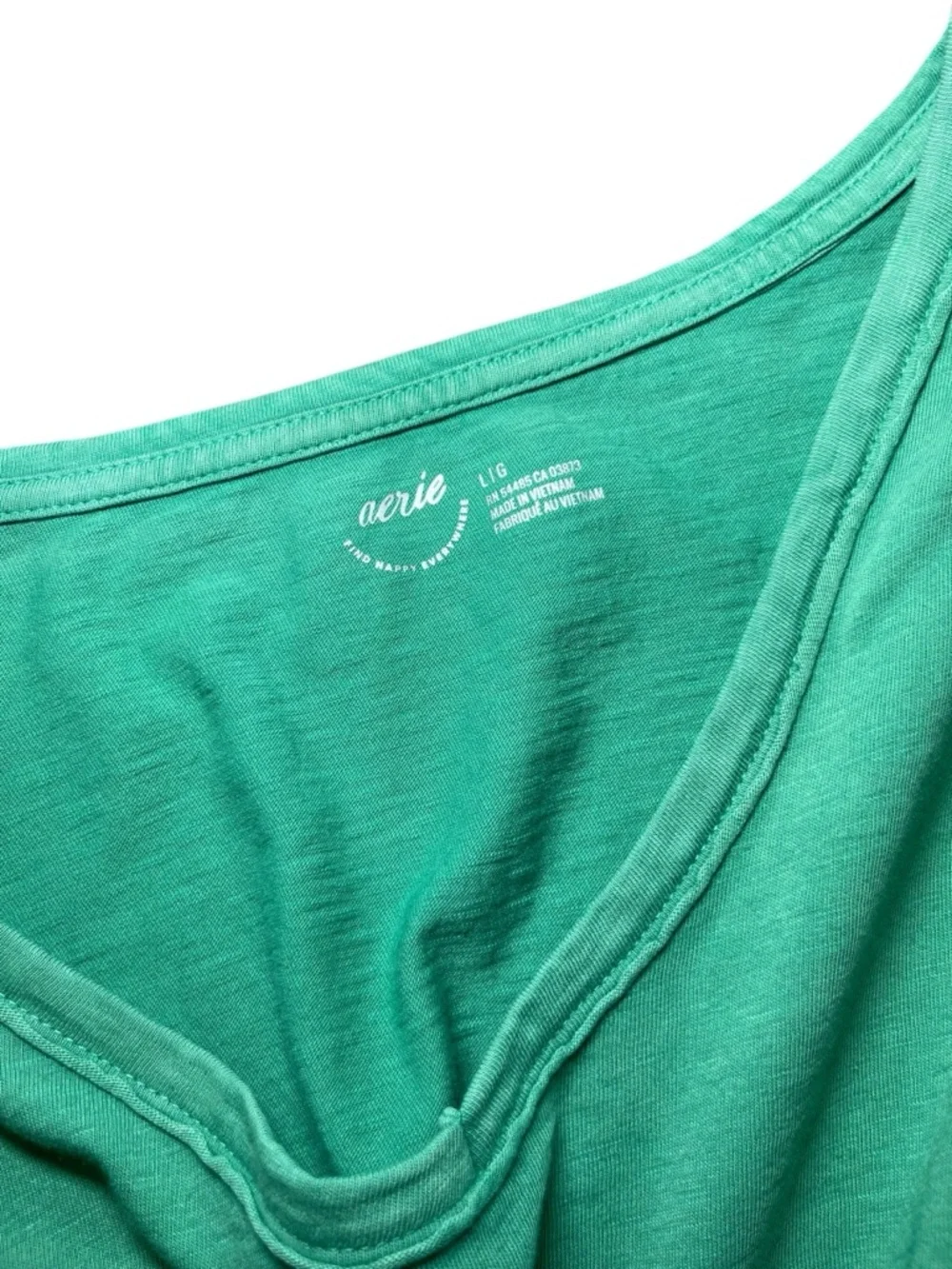 Aerie Mint Green Cotton Distressed V-Neck Oversized Boyfriend T-Shirt Size Large - Picture 15 of 16